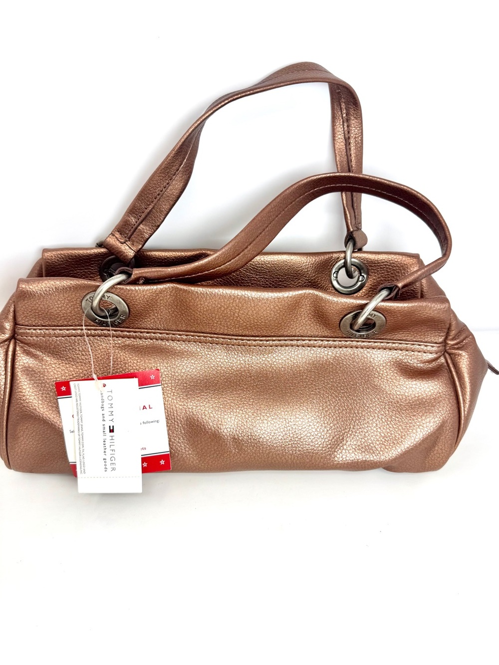 NWT Vintage Tommy Hilfiger Bronze Metallic Y2K Satchel Bag Shoulder Purse